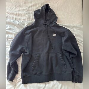 Nike Men's Black Hoodie with White Swoosh